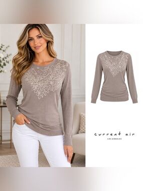 NEW Current Air Mesh Panel Long Sleeve Top
